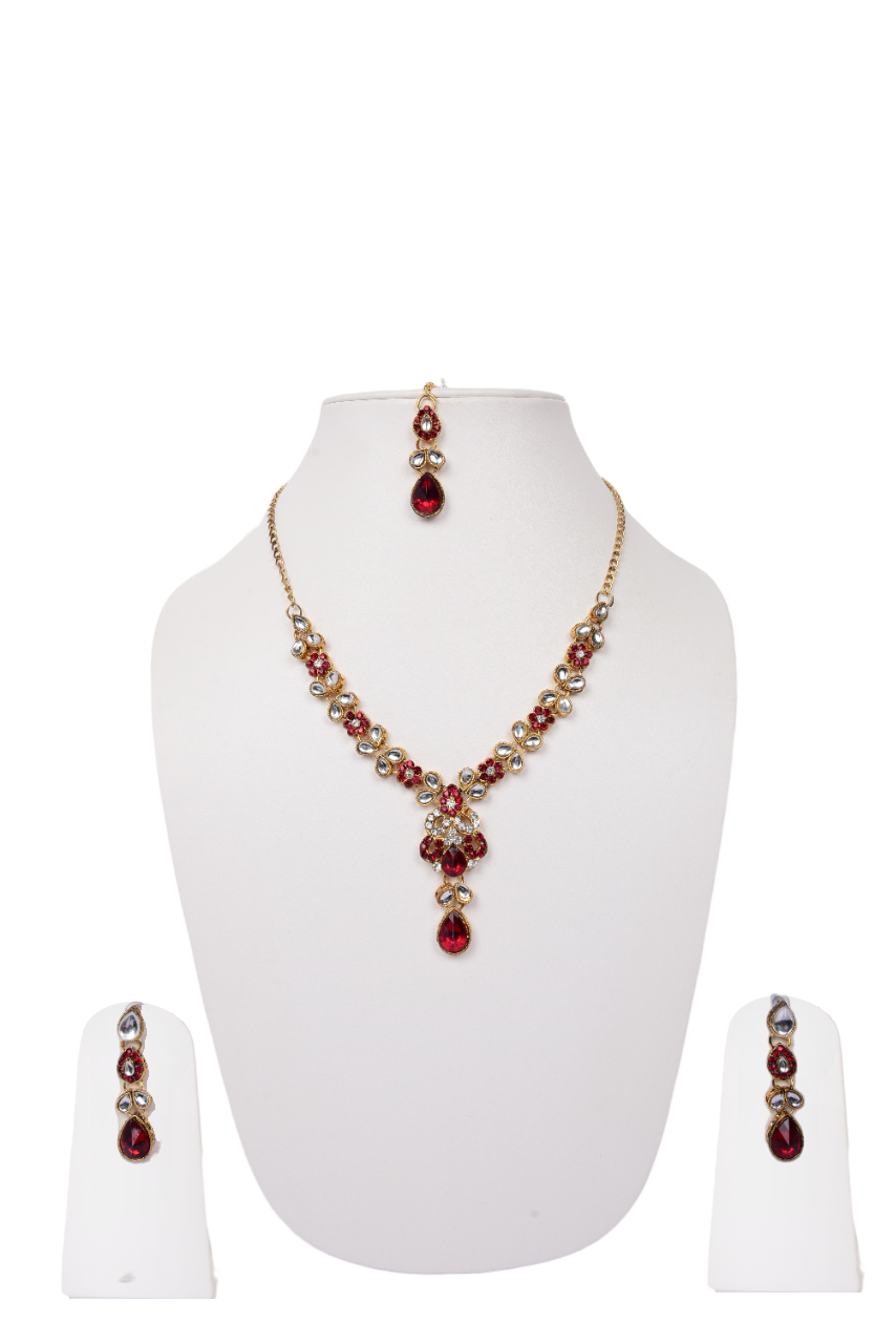 Namokriti Royal Kundan Necklace Set with Earrings & Maang Tikka – Perfect for Weddings & Festive Glam